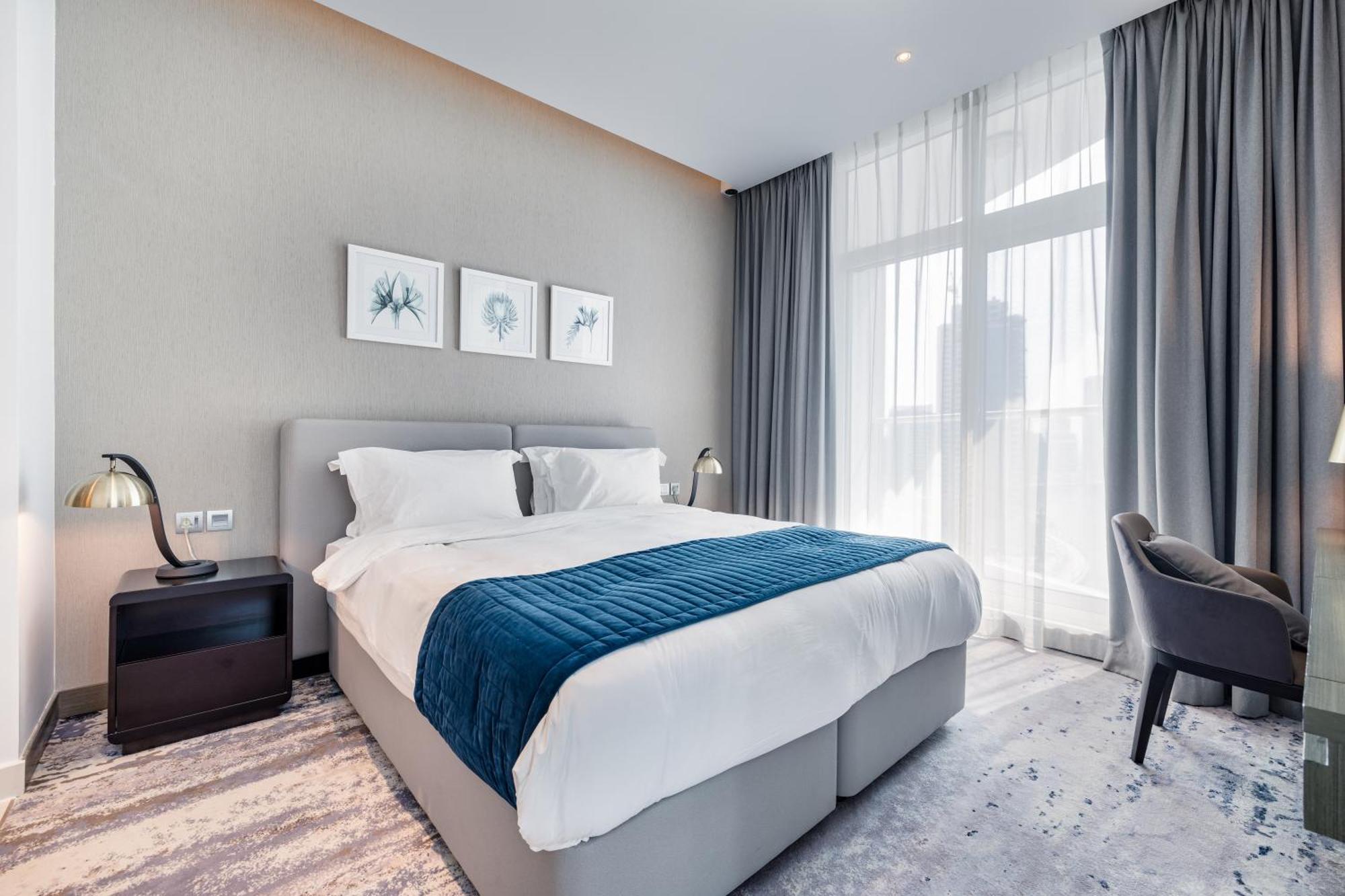 A Living Stylish With Partial Burj & Canal View At Prive B 1417 Apartment Dubai