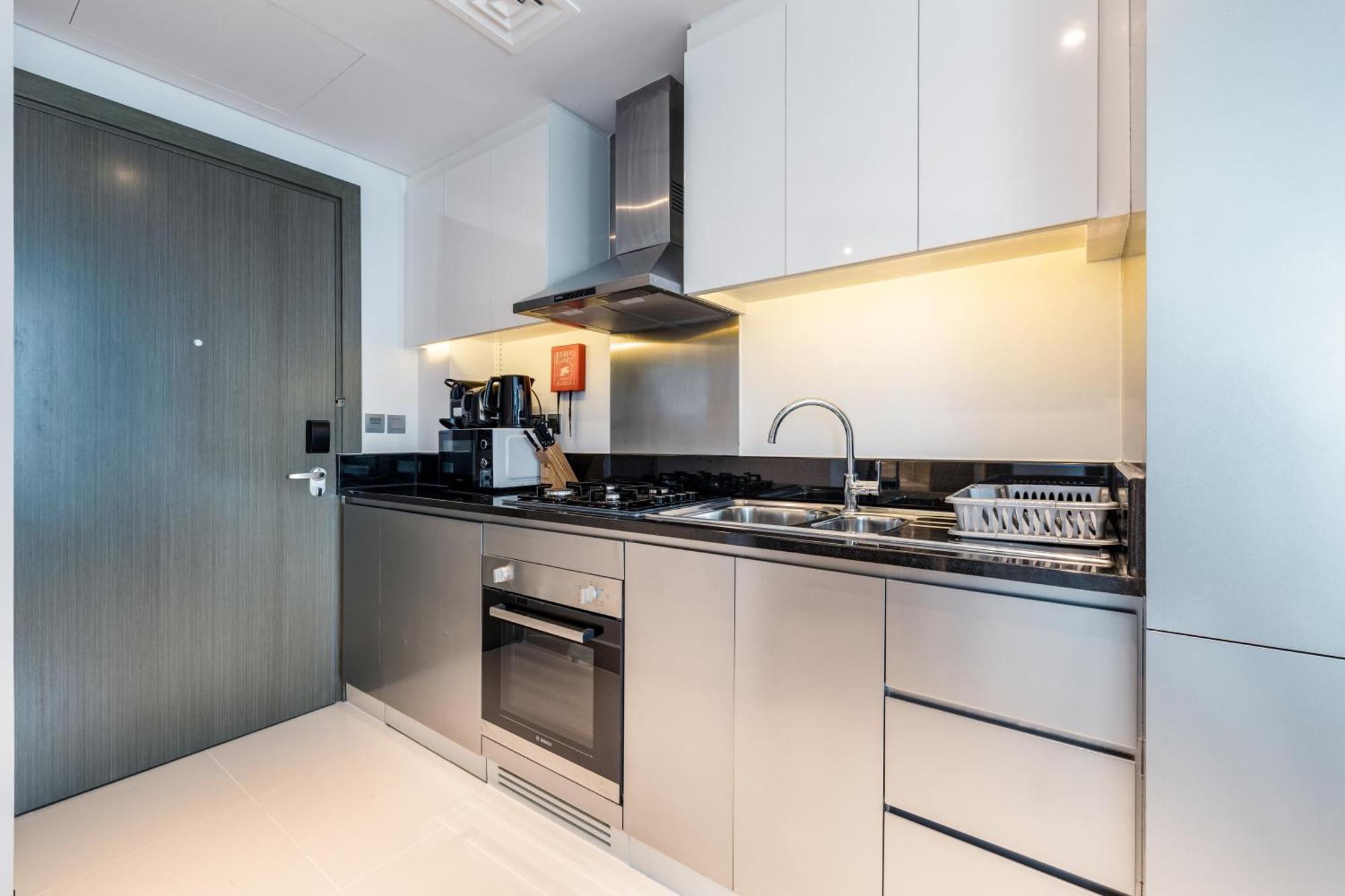 A Living Stylish With Partial Burj & Canal View At Prive B 1417